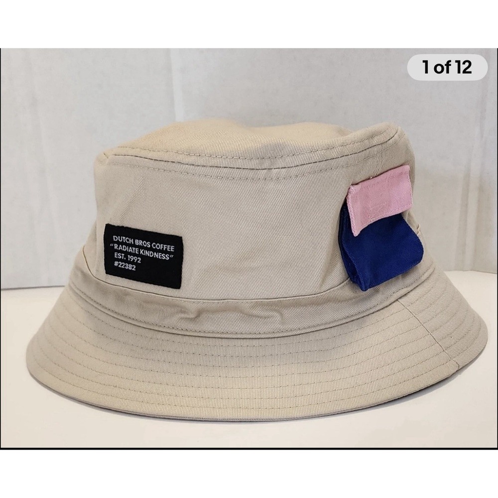 Dutch Bros Radiate Kindness Tan Bucket Hat With Pocket NEW